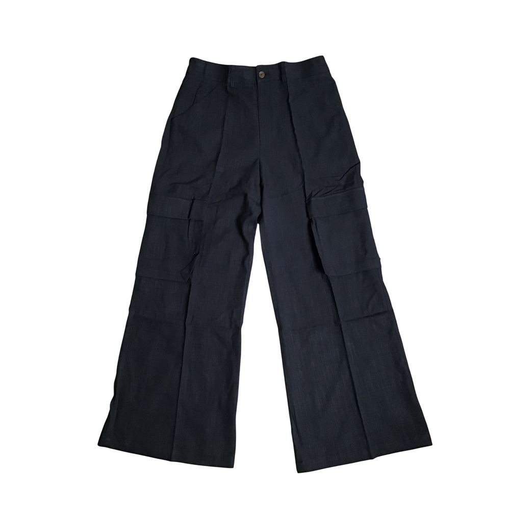 La Ligne Women's Navy Wide Leg Cargo Pockets Alba Pant Size 14 NWT - Picture 2 of 9